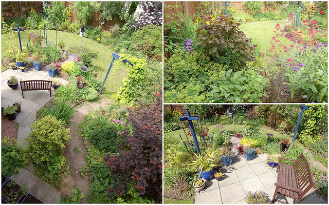 tale of two summers - wide angle view of the garden in July